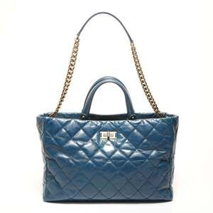 CHANEL 15 series 2011 Cabas Tote 2-way Handbag Blue